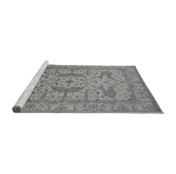 Sideview of Machine Washable Oriental Gray Industrial Rug, wshurb1675gry