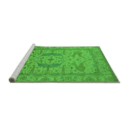 Sideview of Machine Washable Oriental Green Industrial Area Rugs, wshurb1675grn