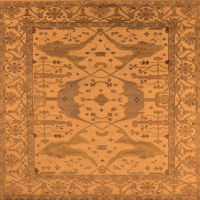 Square Machine Washable Oriental Orange Industrial Area Rugs, wshurb1675org