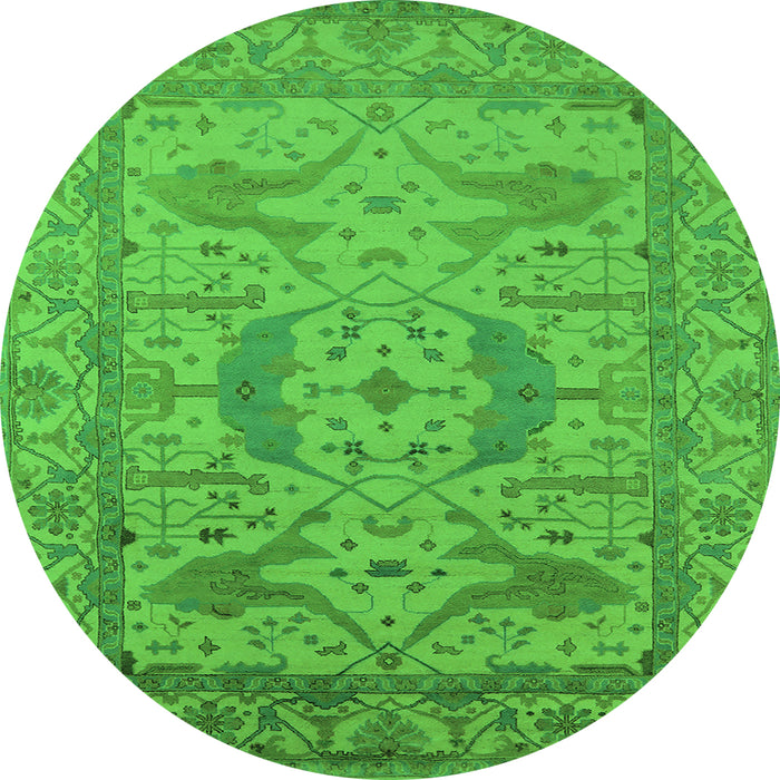 Round Oriental Green Industrial Rug, urb1675grn