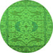 Round Oriental Green Industrial Rug, urb1675grn