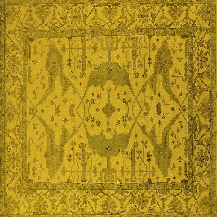 Square Machine Washable Oriental Yellow Industrial Rug, wshurb1675yw
