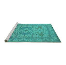 Sideview of Machine Washable Oriental Turquoise Industrial Area Rugs, wshurb1675turq