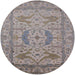 Round Mid-Century Modern Sandstone Brown Oriental Rug, urb1675