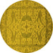 Round Oriental Yellow Industrial Rug, urb1675yw