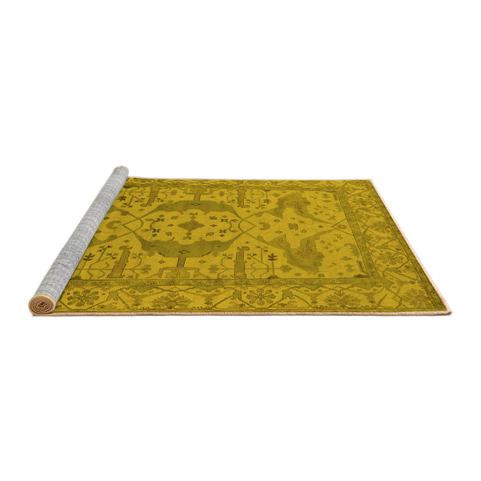 Sideview of Machine Washable Oriental Yellow Industrial Rug, wshurb1675yw