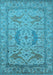 Machine Washable Oriental Light Blue Industrial Rug, wshurb1675lblu