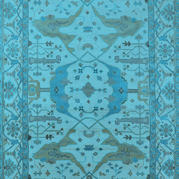 Machine Washable Oriental Light Blue Industrial Rug, wshurb1675lblu