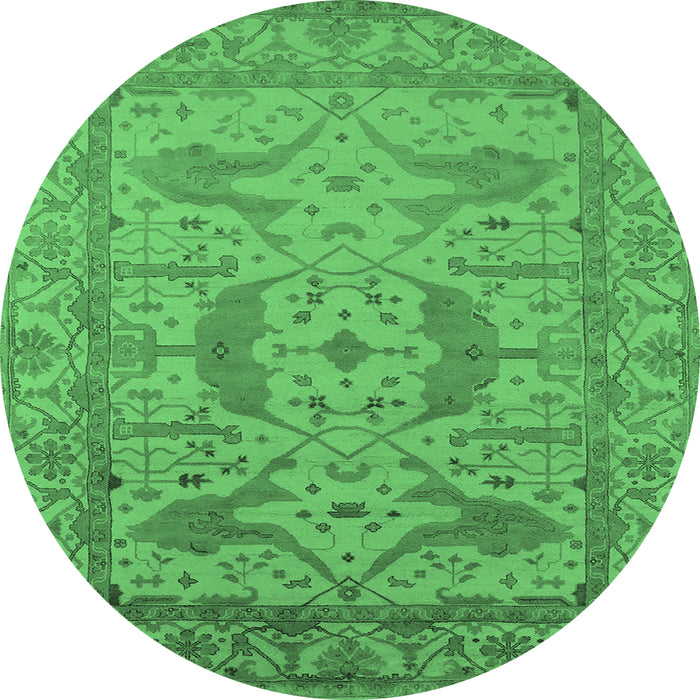 Round Oriental Emerald Green Industrial Rug, urb1675emgrn