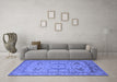 Machine Washable Oriental Blue Industrial Rug in a Living Room, wshurb1675blu