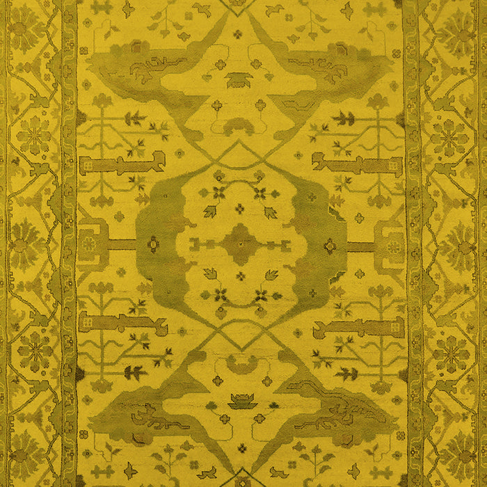 Machine Washable Oriental Yellow Industrial Rug, wshurb1675yw