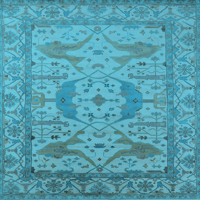 Square Machine Washable Oriental Light Blue Industrial Rug, wshurb1675lblu