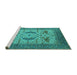 Sideview of Machine Washable Oriental Turquoise Industrial Area Rugs, wshurb1676turq