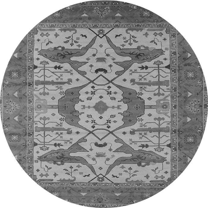Round Oriental Gray Industrial Rug, urb1676gry