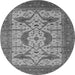 Round Oriental Gray Industrial Rug, urb1676gry