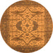 Round Machine Washable Oriental Orange Industrial Area Rugs, wshurb1676org