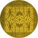 Round Oriental Yellow Industrial Rug, urb1676yw