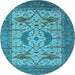 Round Oriental Light Blue Industrial Rug, urb1676lblu