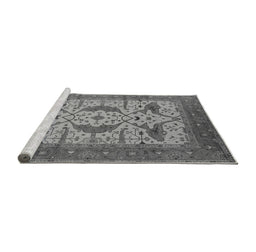 Sideview of Machine Washable Oriental Gray Industrial Rug, wshurb1676gry
