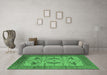 Machine Washable Oriental Emerald Green Industrial Area Rugs in a Living Room,, wshurb1676emgrn