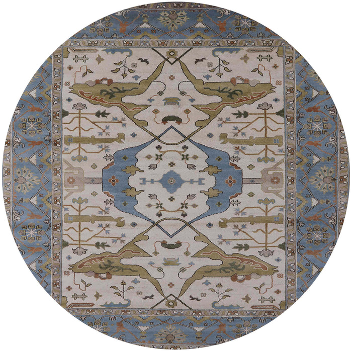 Round Mid-Century Modern Carbon Gray Oriental Rug, urb1676