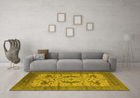 Machine Washable Oriental Yellow Industrial Rug, wshurb1676yw