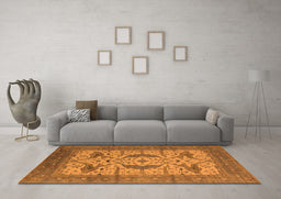 Machine Washable Oriental Orange Industrial Area Rugs in a Living Room, wshurb1676org
