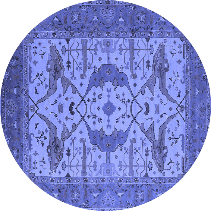 Round Oriental Blue Industrial Rug, urb1676blu