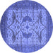 Round Oriental Blue Industrial Rug, urb1676blu