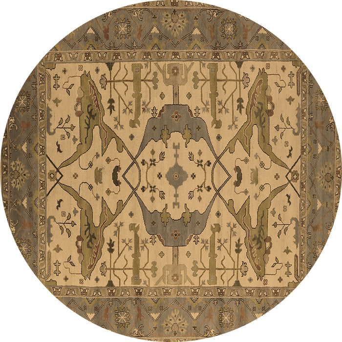 Round Oriental Brown Industrial Rug, urb1676brn