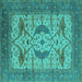 Square Oriental Turquoise Industrial Rug, urb1676turq