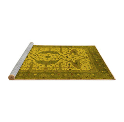 Sideview of Machine Washable Oriental Yellow Industrial Rug, wshurb1676yw