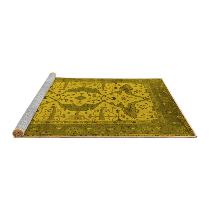 Sideview of Machine Washable Oriental Yellow Industrial Rug, wshurb1676yw
