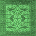 Square Machine Washable Oriental Emerald Green Industrial Area Rugs, wshurb1676emgrn
