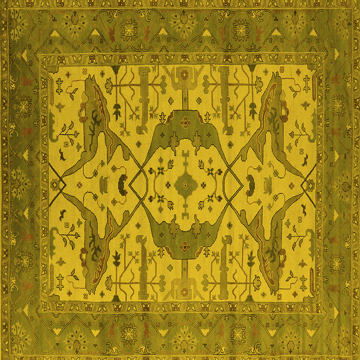 Square Machine Washable Oriental Yellow Industrial Rug, wshurb1676yw