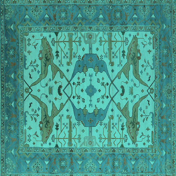 Square Machine Washable Oriental Turquoise Industrial Area Rugs, wshurb1676turq