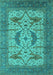 Machine Washable Oriental Turquoise Industrial Area Rugs, wshurb1676turq