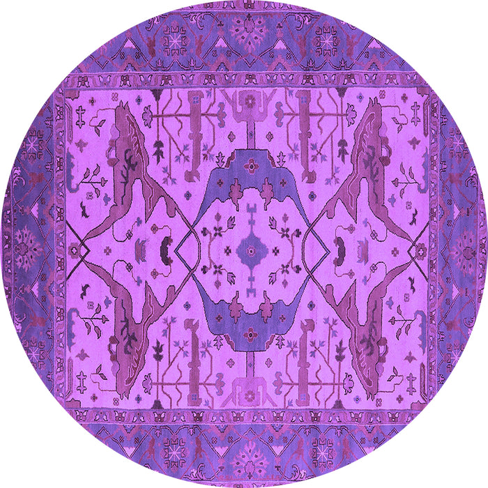 Round Machine Washable Oriental Purple Industrial Area Rugs, wshurb1676pur