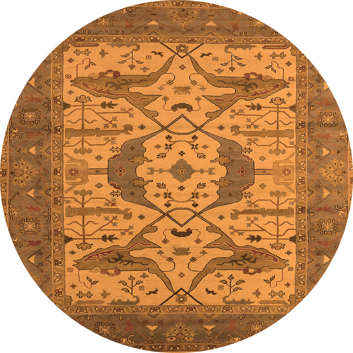 Round Oriental Orange Industrial Rug, urb1676org