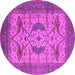 Round Machine Washable Oriental Pink Industrial Rug, wshurb1676pnk