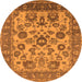 Round Machine Washable Oriental Orange Industrial Area Rugs, wshurb1677org