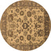 Round Machine Washable Oriental Brown Industrial Rug, wshurb1677brn