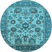 Round Oriental Light Blue Industrial Rug, urb1677lblu