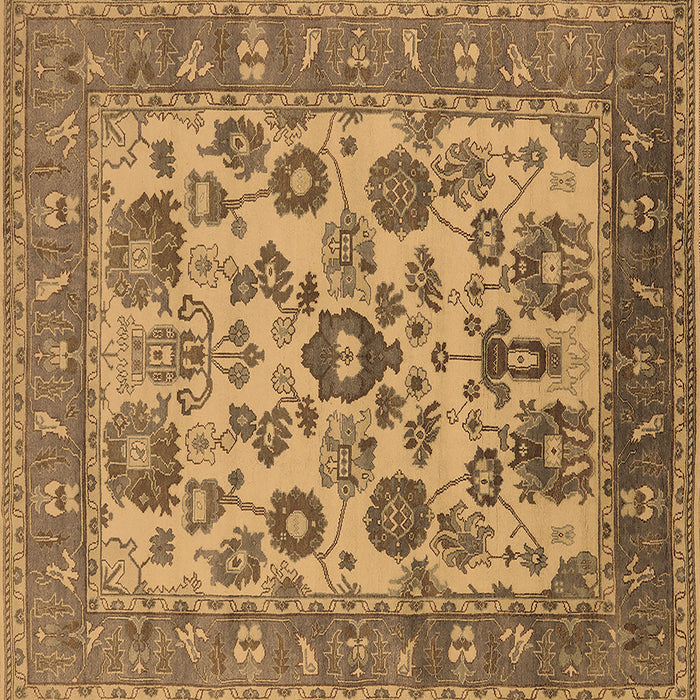 Square Oriental Brown Industrial Rug, urb1677brn