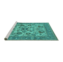 Sideview of Machine Washable Oriental Turquoise Industrial Area Rugs, wshurb1677turq