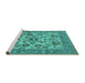 Sideview of Machine Washable Oriental Turquoise Industrial Area Rugs, wshurb1677turq