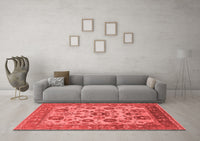 Machine Washable Oriental Red Industrial Rug, wshurb1677red