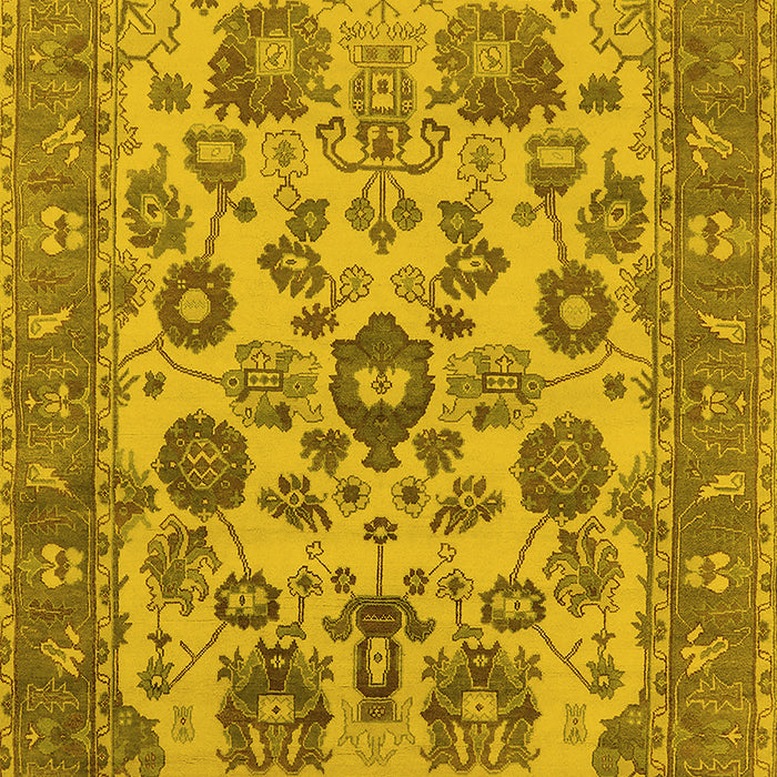 Machine Washable Oriental Yellow Industrial Rug, wshurb1677yw