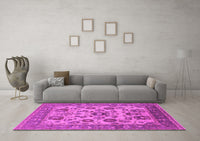 Machine Washable Oriental Pink Industrial Rug, wshurb1677pnk