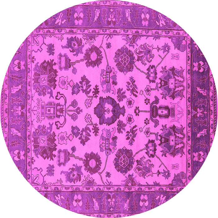 Round Machine Washable Oriental Pink Industrial Rug, wshurb1677pnk
